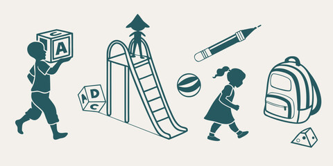 Fototapeta premium Illustration of people climbing a ladder towards a growing graph and a pencil. Vector