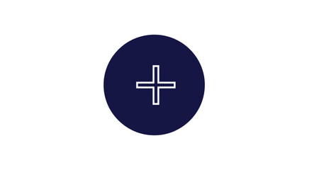 Fototapeta premium Blue Circle with White Plus Symbol.