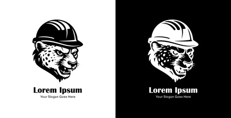 Logo design in the form of a cheetah head wearing a project helmet © Yohanes