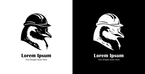 Logo design in the shape of a penguin head wearing a project helmet © Yohanes