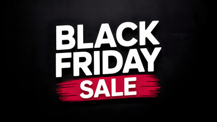 Obraz premium Eye catching white Black Friday Sale message on dark textured background with dynamic red brushstrok