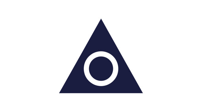 Triangle with circle symbol icon.