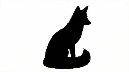 Elegant Silhouette of a Fox Posing Gracefully on a Simple Backdrop