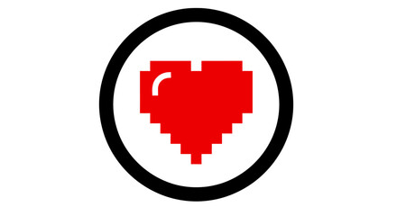 Obraz premium Red Pixelated Heart Icon in Circle.