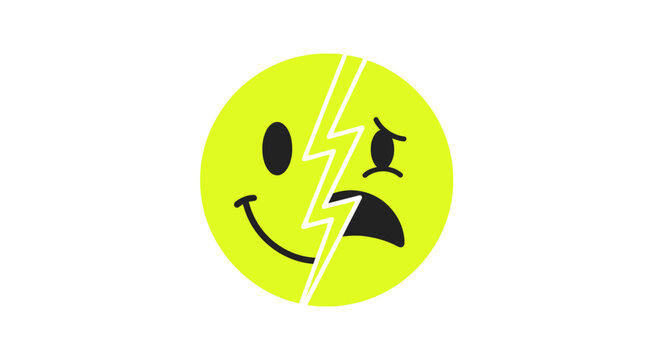 Yellow Smiley Face with Lightning Bolt.