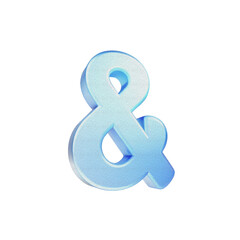 3D Blue Glossy Ampersand And Symbol Icon Isolated on Transparent Background
