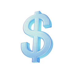 Obraz premium 3D Blue Glossy Dollar Currency Symbol Icon Isolated on Transparent Background