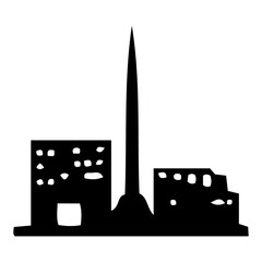 Fototapeta premium City Skyline Silhouette with Tall Spire Icon