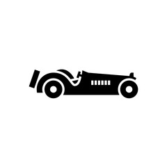 Naklejka premium Vintage race car glyph icon. Classic race car solid illustration.