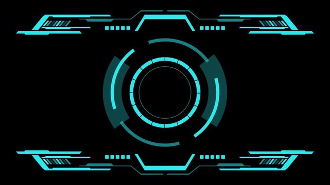 Blue hud futuristic technology digital interface sci-fi target suitable for tech videos, gaming, data visualization, and futuristic ui designs.