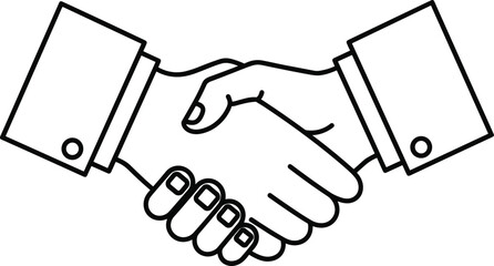 Obraz premium Handshake icon illustration, business agreement symbol, cooperation graphic design, partnership logo artwork, mutual understanding representation, corporate collaboration figure