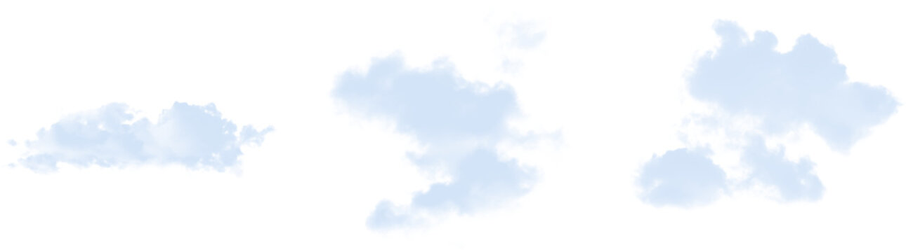 Soft blue clouds isolated on transparent background