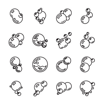 Bubble Icons Set Line Art Abstract Shapes Vector Illustration