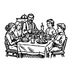 Vintage rustic traditional family meal