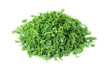 Heap of Chopped Fresh Dill Isolated on White Background