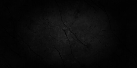 Dark gray black slate stone wall background in natural pattern for decorative texture. grunge background dark black chalk board and black board texture. cement floor and lines paint black background. © TextureStock