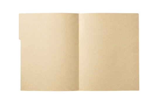 Open blank manila folder isolated. Office stationery document mockup.