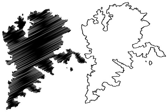 Nakanoshima or Ama to island (Japan, East Asia, Japanese archipelago, Oki Islands, Shimane Prefecture) map vector illustration, scribble sketch Nakano-shima or Ama-to map