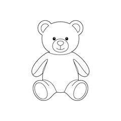 Obraz premium Outline Drawing of Smiling Teddy Bear on White Background for Design