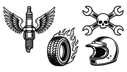 Classic Motor Culture Illustrations Set © Ghaghah24