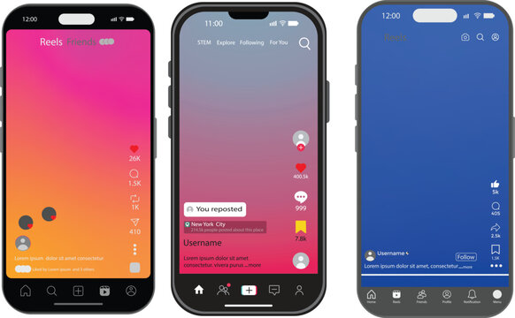 TikTok Facebook Instagram reels mockup templates with iPhone 17 Pro . mobile app UI design. reels mockup templates transparent background and green screen overlay for creative social content
