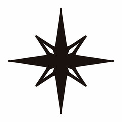 Obraz premium Simple eight pointed star design in black on white background is striking