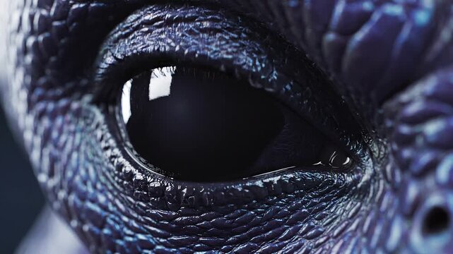 A closeup of an alien eye reveals a mysterious extraterrestrial creature