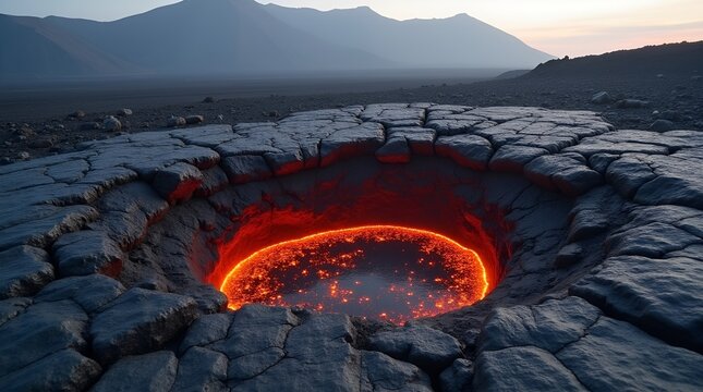 Collapsed lava blister revealing vesicular basalt interior texture