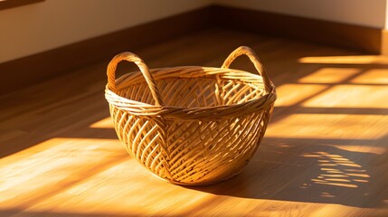 Fototapeta premium Empty wicker basket for rustic decor high resolution picture