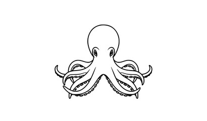 Simple clean line art octopus vector illustration editable stroke isolated on transparent background © MdAshik