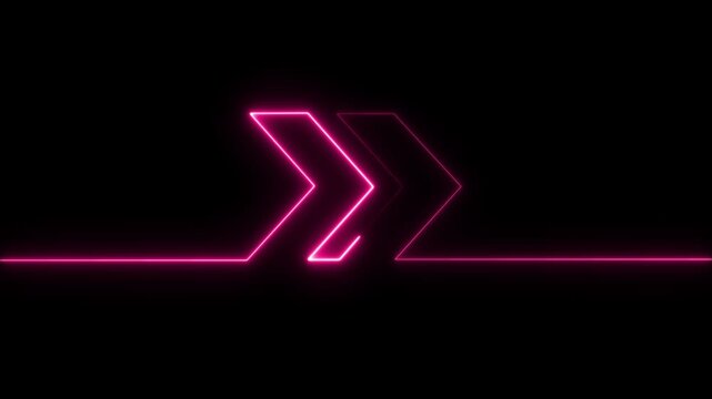 Neon sign arrows animation of red light signal from the center with a black background. Can be used to compose various media such as news, presentations, online media, social media. 4k animation