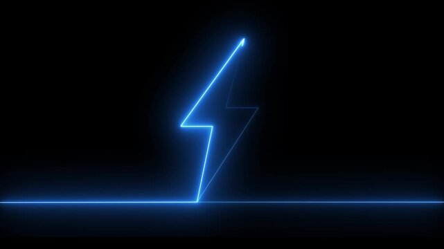 Glowing neon battery charging icon animation. battery charging animation with power icon . Neon Battery charging power symbol, lightning bolt sign.