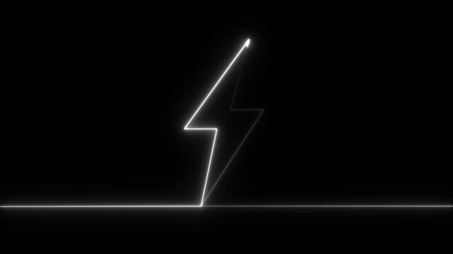 Glowing neon battery charging icon animation. battery charging animation with power icon . Neon Battery charging power symbol, lightning bolt sign.