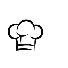 Chef Hat Icon - Black and White Simple Line Art Illustration