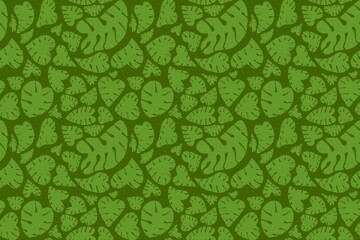 Fototapeta premium Seamless green leaves background featuring an abstract floral pattern with vintage ornaments and textile texture for a decorative art backdrop
