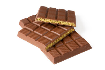 Dubai chocolate, milk chocolate filled with peanut butter and kunefe