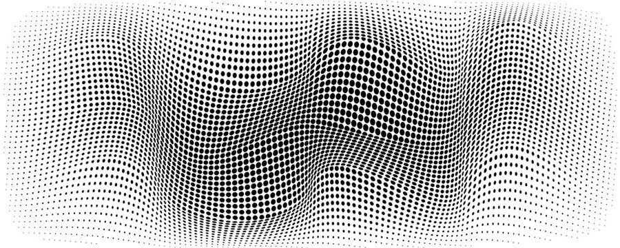 Black polka dots seamless pattern on white background. Halftone minimalist abstract wall in diagonal lines.
