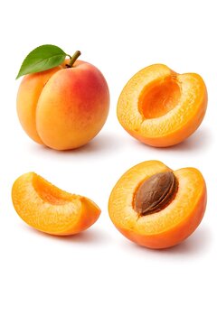 A vibrant display of fresh apricots with one cut open to reveal its pit