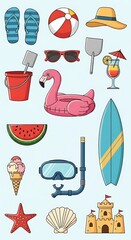 Summer Beach Vacation Essentials - A Colorful and Fun Collection.