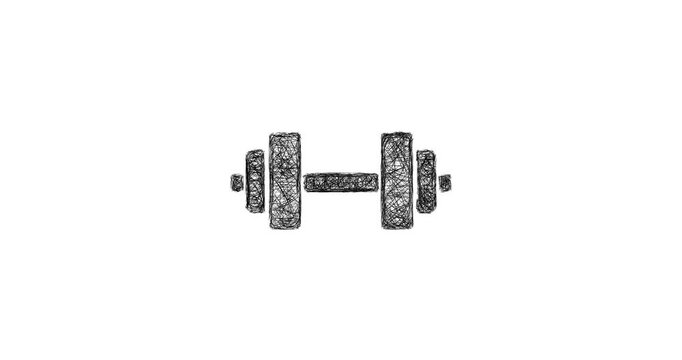Sketch dumbbell icon animation - smooth progressive reveal