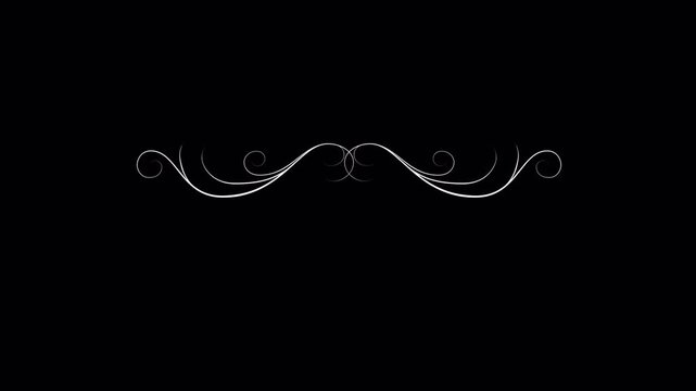 Elegant Silver Flourish Design Element on Black Background.