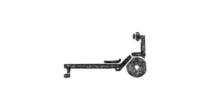 Sketch rowing machine icon animation - smooth progressive reveal