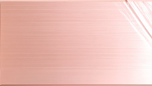 Elegancka tekstura szczotkowanego metalu w kolorze r&oacute;żowego złota z jasnym refleksem świetlnym w rogu, idealna na luksusowe tło graficzne.