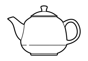 Obraz premium Simple black line art icon depicting a classic teapot silhouette for kitchen beverage service and traditional hot drink preparation in minimalist design style