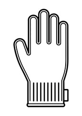 Obraz premium Simple black outline icon representing a protective work glove or hand covering symbolizing safety manual labor and essential equipment in a minimalist digital format