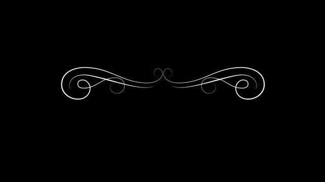 Elegant Silver Flourish Design Element on Black Background.