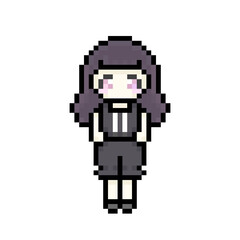 Fototapeta premium ピクセルアートなドロワーズルームウェアの女の子⭐︎PNG