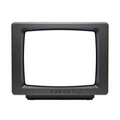 Old television set with blank screen and control buttons