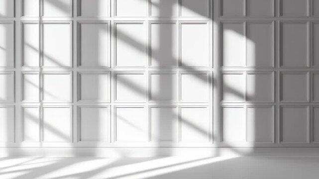 White paneled wall with sun shadows