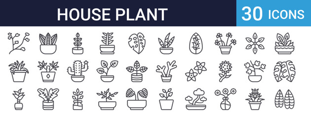 House Plant Icons Set of 30 Thin Line Vector Collection © XS Works